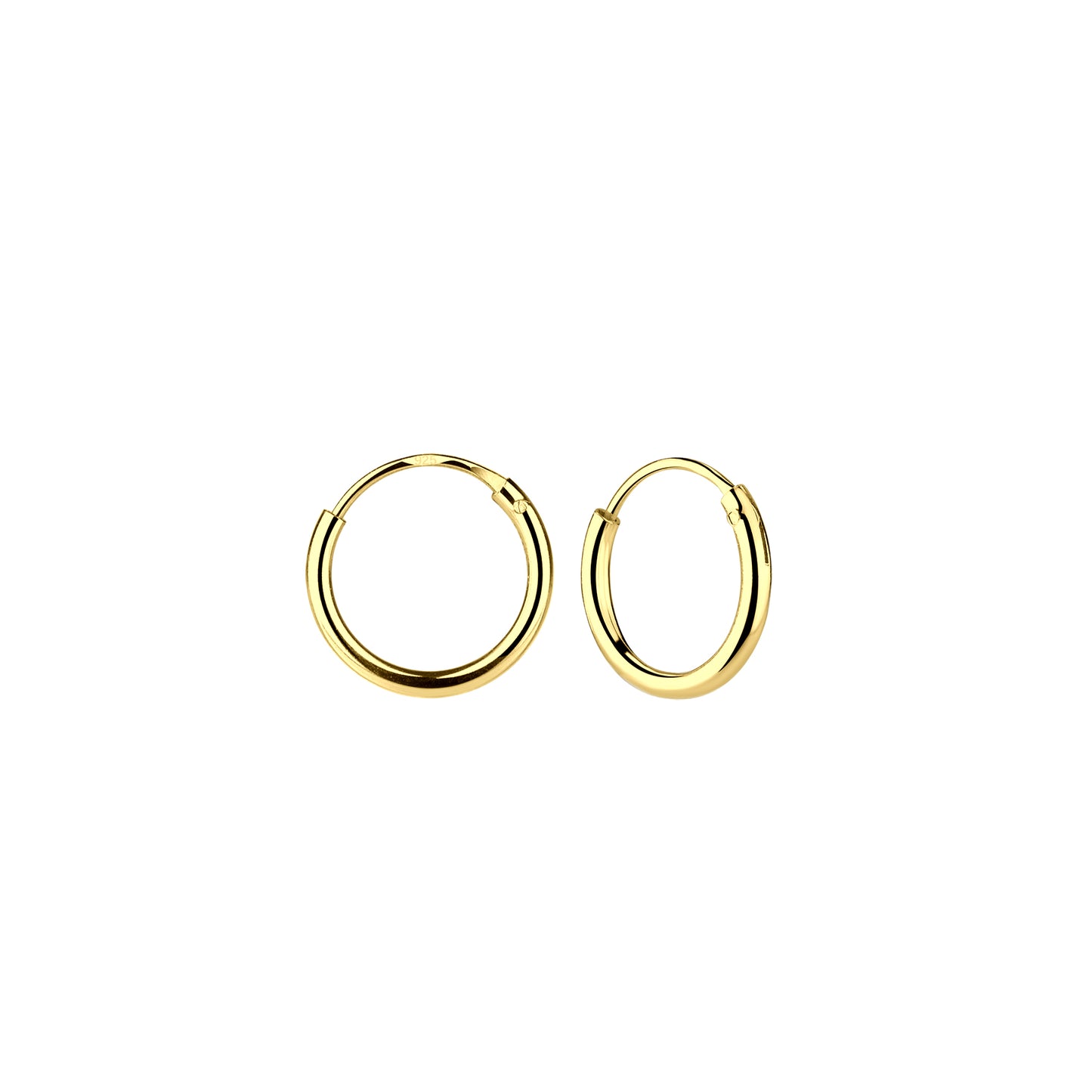 10mm 14K Gold Plated Sterling Silver Ear Hoops (*)
