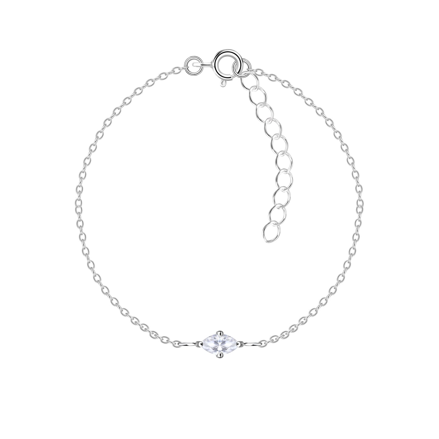 Marquise Cubic Zirconia Sterling Silver Bracelet (*)