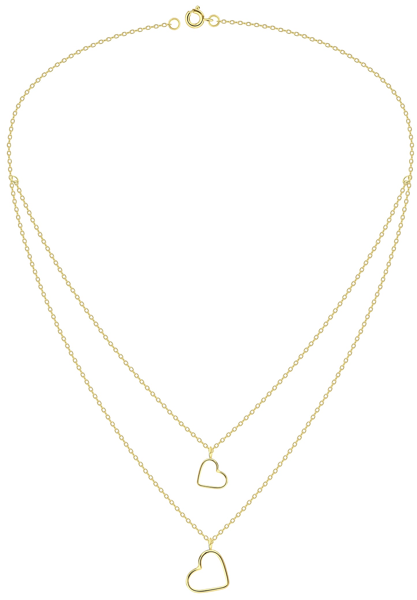 Sterling silver heart double necklace