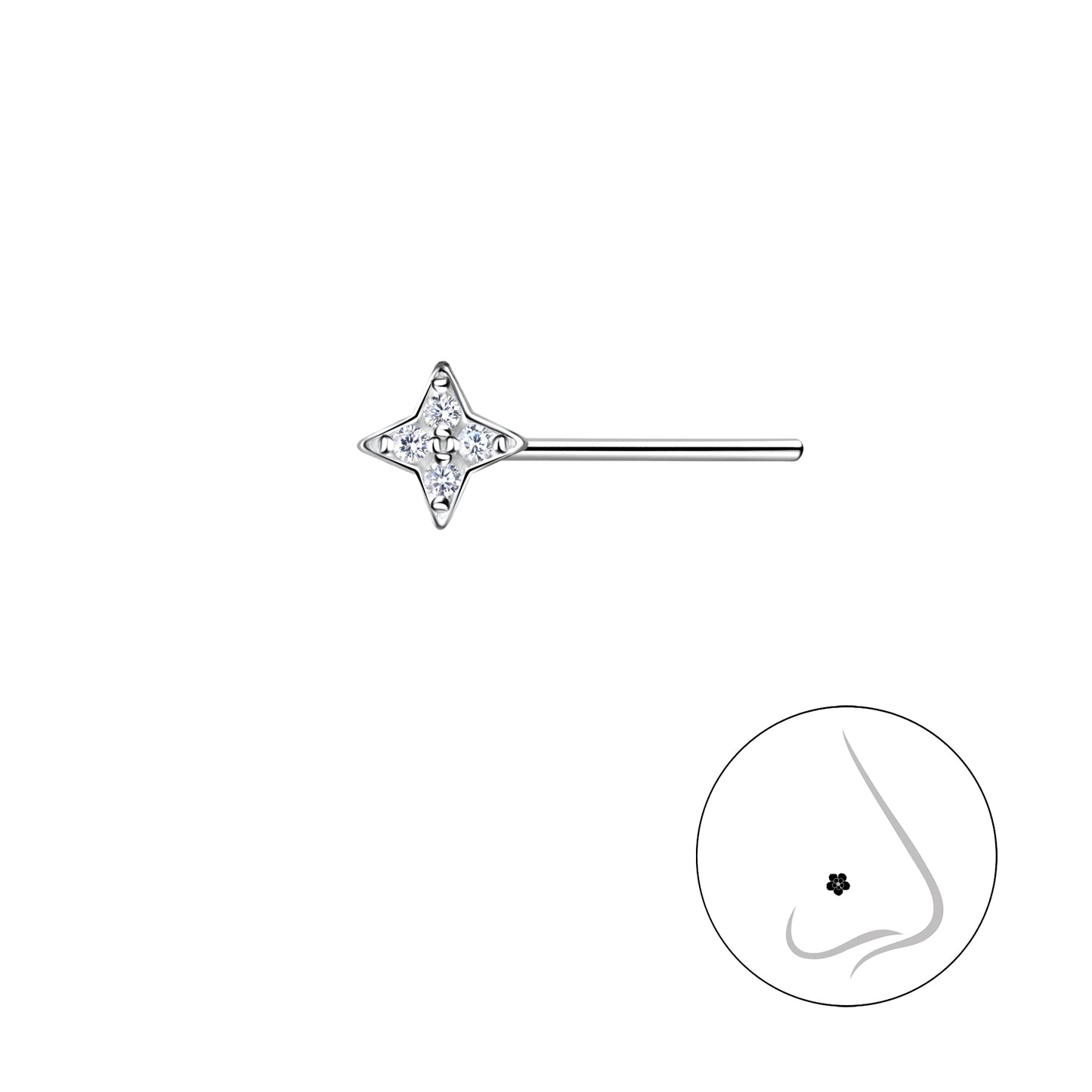 Sterling Silver Star Nose Stud