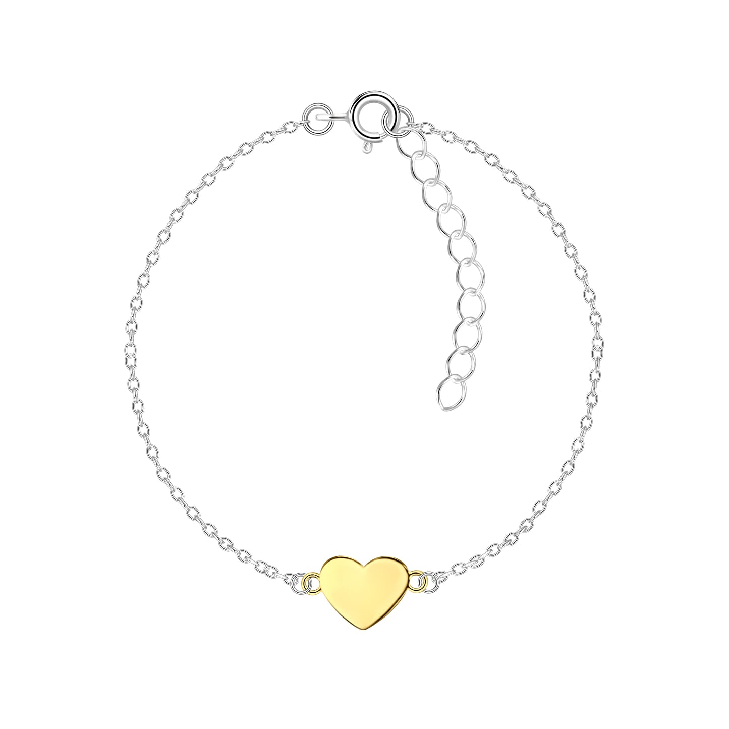 14 carat gold plated sterling silver heart bracelet (*)