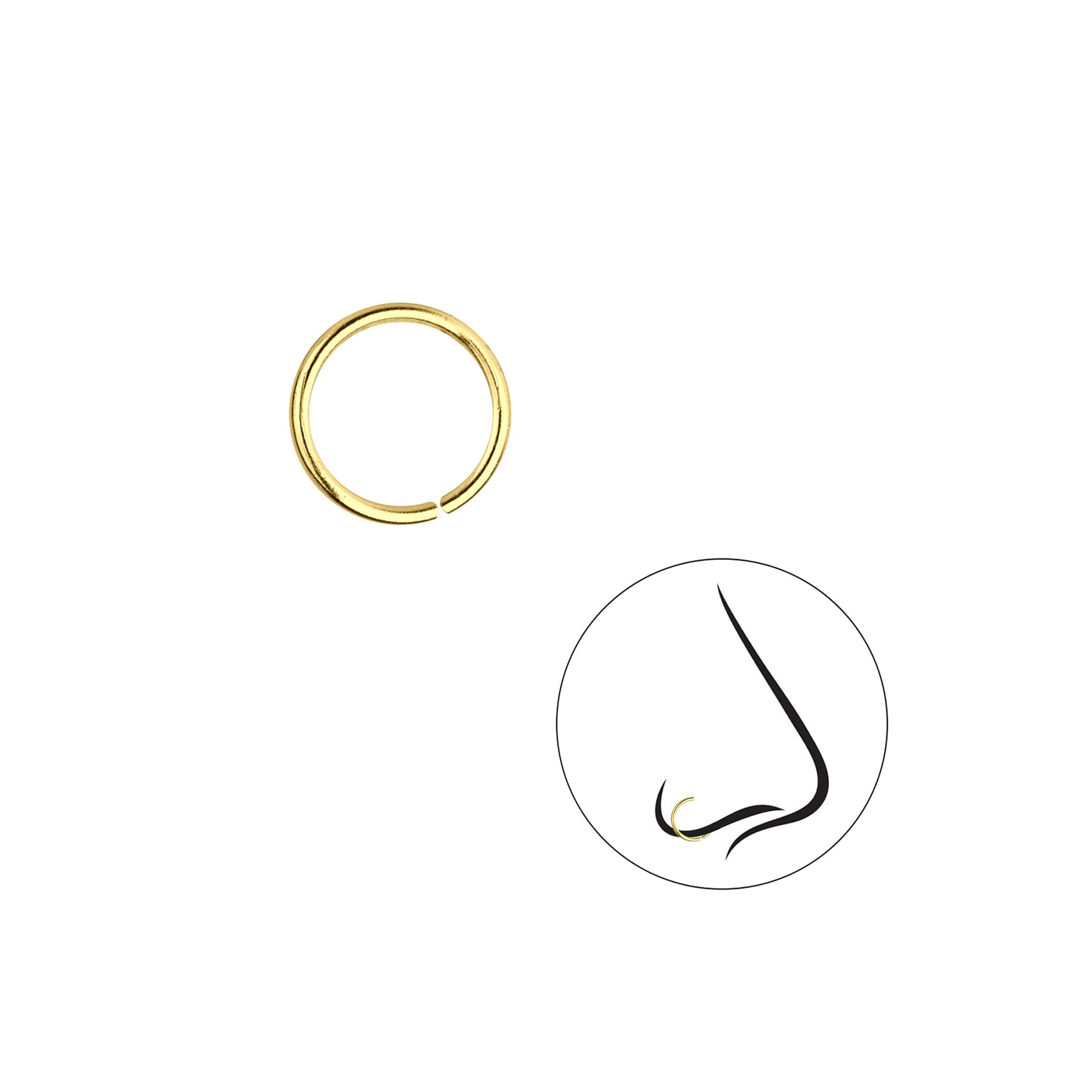 8mm 14k pozłacany prosty pierścień do nosa
