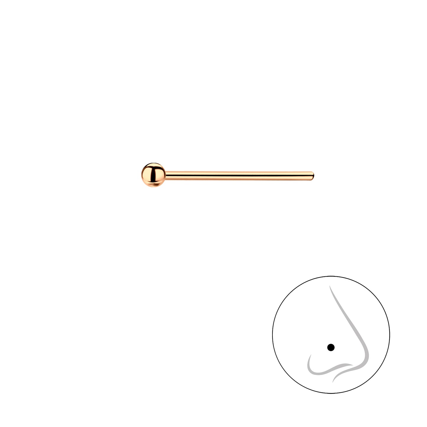 1.5mm Sterling Silver Ball Nose Stud - 14k Rose Gold Plated