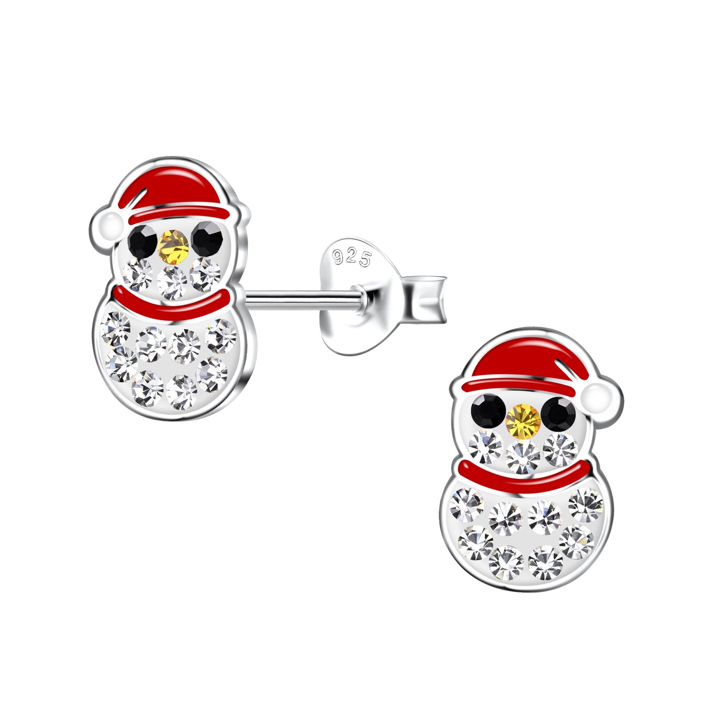 Sterling Silver Snowman Ear Studs