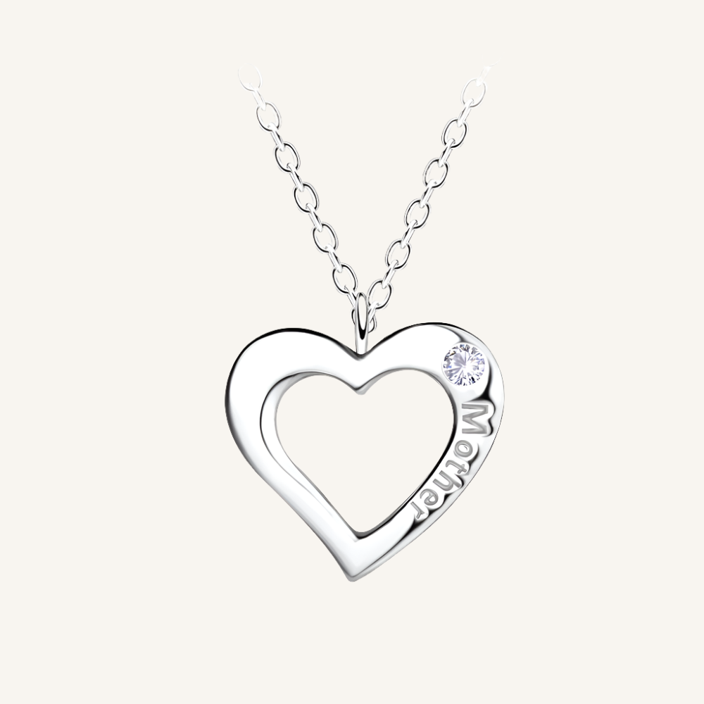 Sterling Silver Mother Heart Necklace (*)